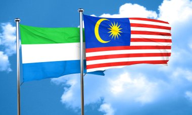 Sierra Leone bayrak Malezya bayrağı, 3d render ile