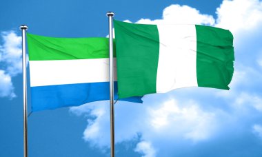 Sierra Leone bayrak Nijerya bayrak, 3d render ile