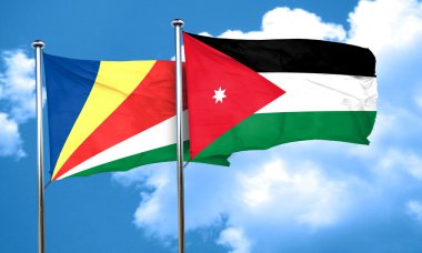 Seyşel Adaları bayrağı Jordan bayrak, 3d render ile