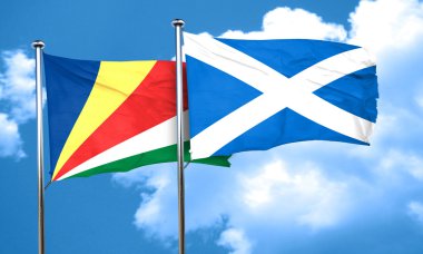 Seyşel Adaları bayrağı İskoçya bayrağı, 3d render ile