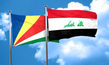 Seyşel Adaları bayrağı Irak bayrağı, 3d render ile