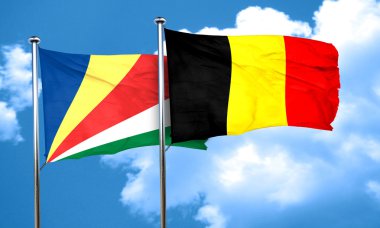 Seyşeller bayrak Belçika bayrağı, 3d render ile