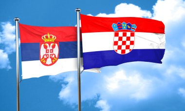 Hırvatistan bayrağı, 3d render ile Sırbistan bayrağı