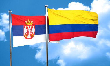 Kolombiya bayrak, 3d render ile Sırbistan bayrağı