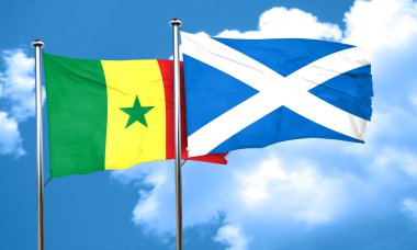 Senegal bayrak İskoçya bayrağı, 3d render ile