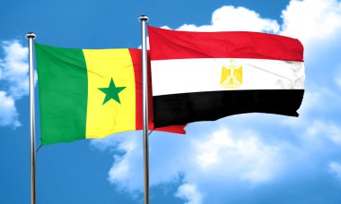Senegal bayrak Mısır bayrak, 3d render ile