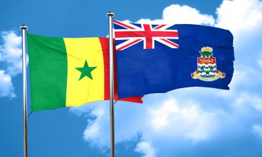 Senegal bayrağı ile Cayman Adaları bayrağı, 3d render