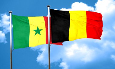 Senegal bayrak Belçika bayrağı, 3d render ile