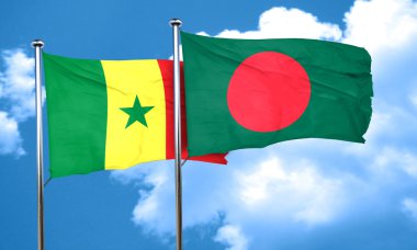 Senegal bayrak Bangladeş bayrağı, 3d render ile