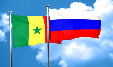Senegal bayrak Rusya bayrağı, 3d render ile