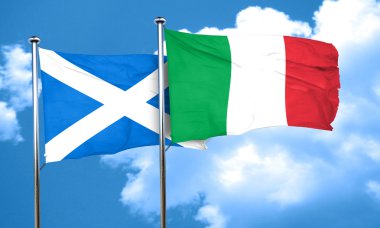 İskoçya bayrağı İtalya bayrağı, 3d render ile