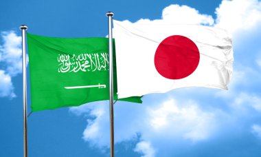 Japonya bayrağı, 3d render ile Suudi Arabistan bayrağı