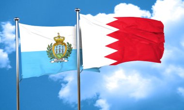 San marino bayrağı ile Bahreyn bayrağı, 3d render