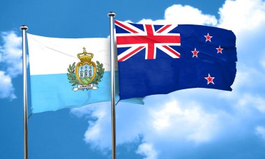 San marino bayrağı Yeni Zelanda bayrağı, 3d render ile