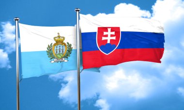 San marino bayrağı ile Slovakya bayrağı, 3d render