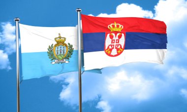 San marino bayrağı Sırbistan bayrağı, 3d render ile
