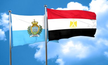 San marino bayrağı Mısır bayrağı, 3d render ile