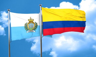 San marino bayrağı Kolombiya bayrak, 3d render ile