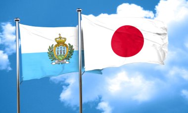 San marino bayrağı Japonya bayrağı, 3d render ile