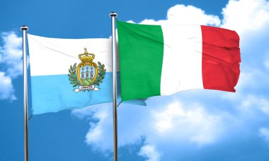 San marino bayrağı İtalya bayrağı, 3d render ile