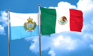 Meksika bayrağı, 3d render ile San marino bayrağı