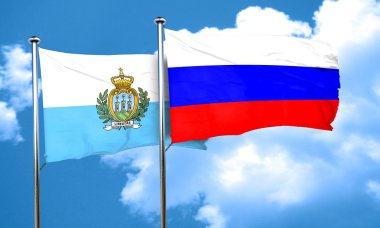 San marino bayrağı Rusya bayrağı, 3d render ile