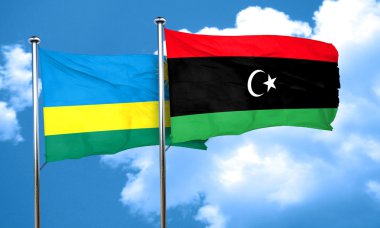 Libya bayrağı, 3d render ile Ruanda bayrak
