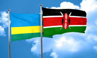 Kenya bayrak, 3d render ile Ruanda bayrak