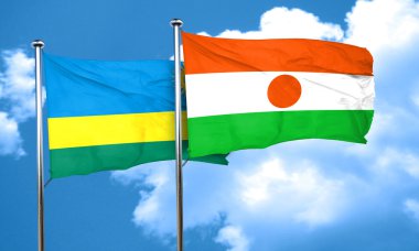 Nijer bayrak, 3d render ile Ruanda bayrak