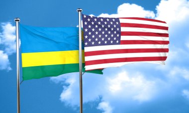 Amerikan bayrağı, 3d render ile Ruanda bayrak