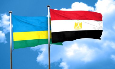 Mısır ile Ruanda bayrak bayrak, 3d render