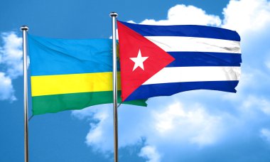 Küba bayrağı, 3d render ile Ruanda bayrak