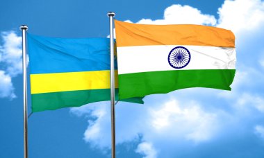 Hindistan bayrağı, 3d render ile Ruanda bayrak