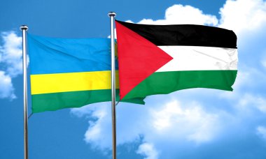 Palestine bayrak, 3d render ile Ruanda bayrak