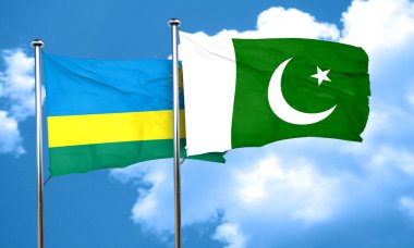Pakistan bayrağı, 3d render ile Ruanda bayrak