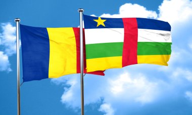 Orta Afrika Cumhuriyeti bayrağı, 3d render ile Romanya bayrağı