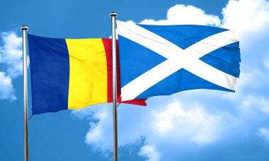 İskoçya bayrağı, 3d render ile Romanya bayrağı