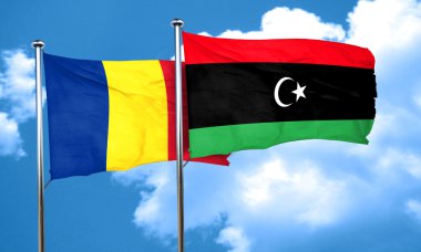 Libya bayrağı, 3d render ile Romanya bayrağı