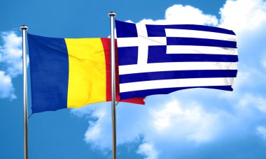 Yunanistan bayrağı, 3d render ile Romanya bayrağı