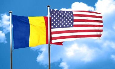 Amerikan bayrağı, 3d render ile Romanya bayrağı