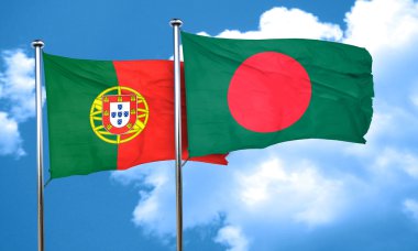 Bangladeş bayrağı, 3d render ile Portekiz bayrağı