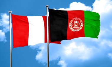 Afganistan bayrağı, 3d render ile Peru bayrağı