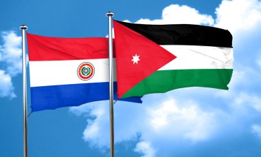 Jordan bayrak, 3d render ile Paraguay bayrak