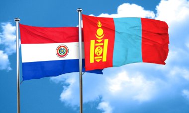 Moğolistan bayrağı, 3d render ile Paraguay bayrak