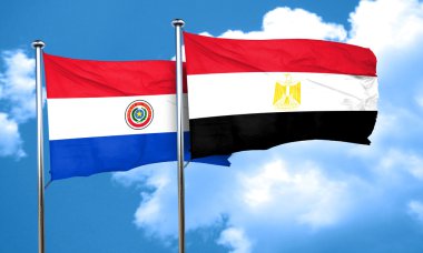 Mısır ile Paraguay bayrak bayrak, 3d render