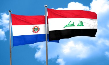 Irak bayrağı, 3d render ile Paraguay bayrak