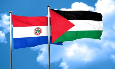 Palestine bayrak, 3d render ile Paraguay bayrak