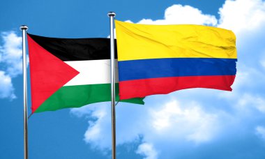 Kolombiya bayrak, 3d render ile Filistin bayrağı