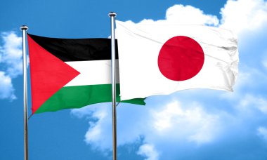Filistin bayrağı Japonya bayrağı, 3d render ile