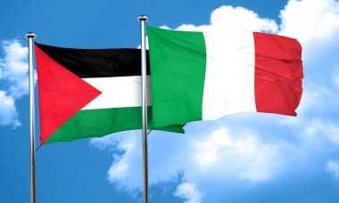 Filistin bayrağı İtalya bayrağı, 3d render ile